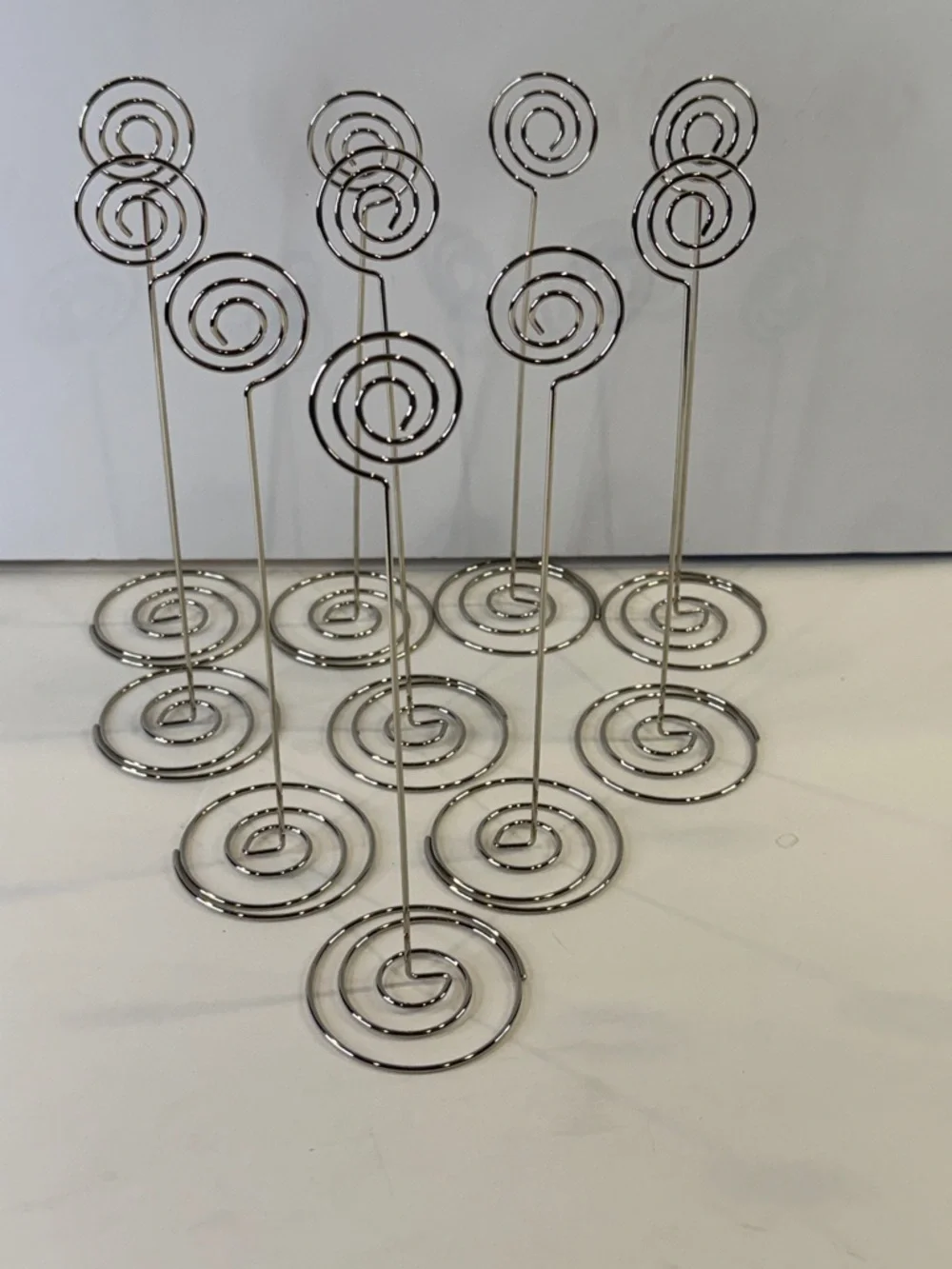 8”-9” 🌀 10pc Silver Spiral 🌀Place Card Holders Photo Clip Stands Wedding Decor